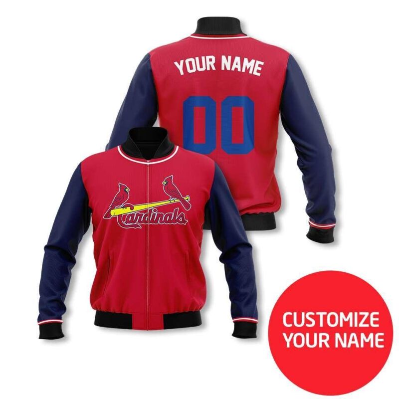 St. Louis Cardinals #00 Personalized Red Jersey Style Gift With Custom Number Name For Cardinals Fans Bomber Jacket BJ00056