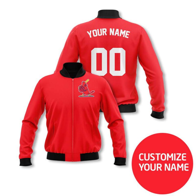 St. Louis Cardinals #00 Personalized Red Jersey Style Gift With Custom Number Name For Cardinals Fans Bomber Jacket BJ03892