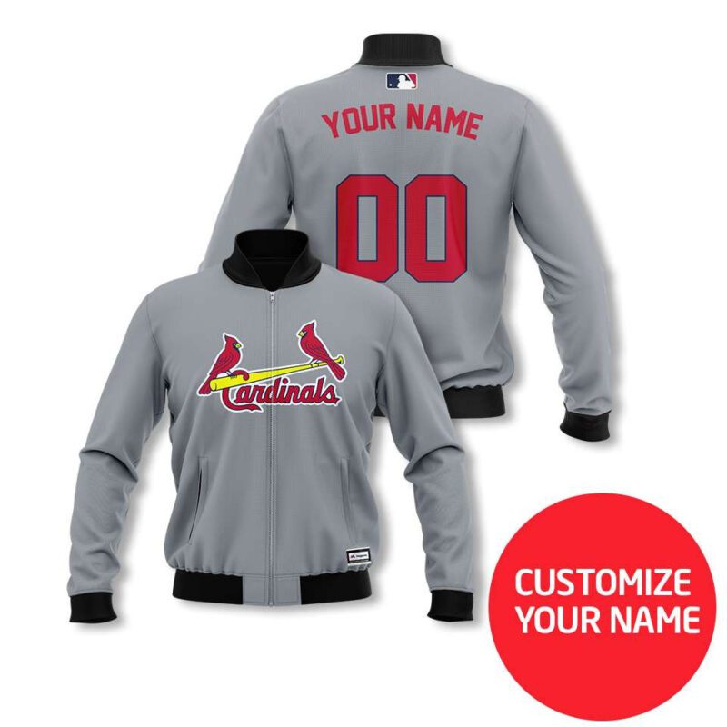 St. Louis Cardinals #00 Personalized Silver Jersey Style Gift With Custom Number Name For Cardinals Fans Bomber Jacket BJ03761