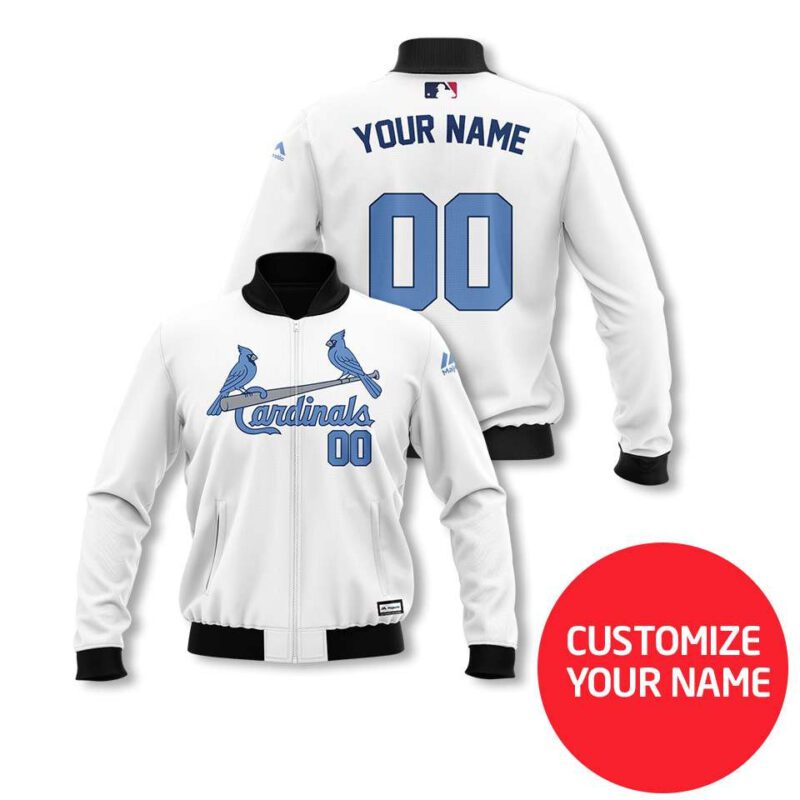 St. Louis Cardinals #00 Personalized White Jersey Style Gift With Custom Number Name For Cardinals Fans Bomber Jacket BJ03744