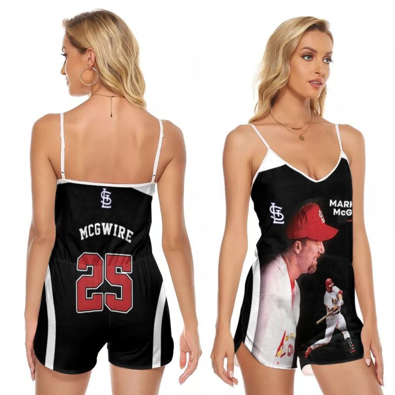 St. Louis Cardinals Mark Mcgwire 25 MLB Baseball Team Gift For St. Louis Cardinals Fans Mark Mcgwire Lovers V-neck Romper Jumpsuit RJ00579