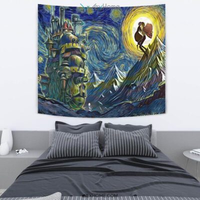 Starry Night howls moving castle Wall Anime Tapestry 3 Starry Night howls moving castle Wall Anime Tapestry 3