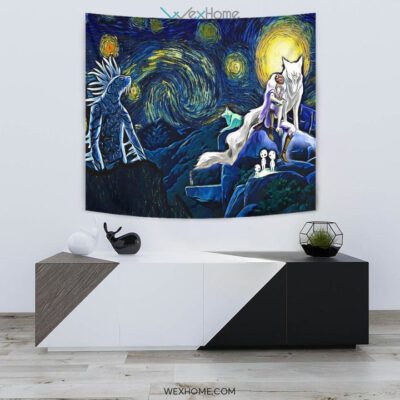 Starry night princess mononoke Wall Anime Tapestry 2 Starry night princess mononoke Wall Anime Tapestry 2