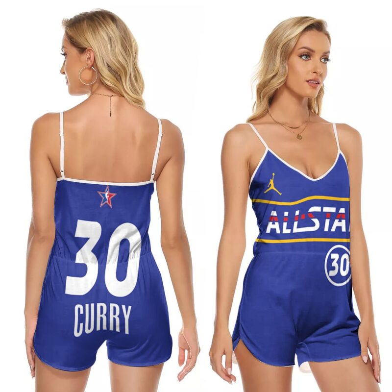 Stephen Curry #30 NBA Wizards 2021 All Star Eastern Conference Blue Gift For Curry Fans V-neck Romper Jumpsuit RJ05237