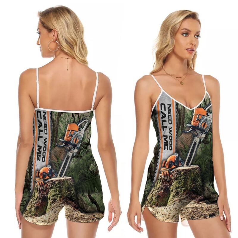 Stihl Need Wood Call Me Logo Legend Brand 3D Designed For Stihl Fans Stihl Lovers V-neck Romper Jumpsuit RJ00543