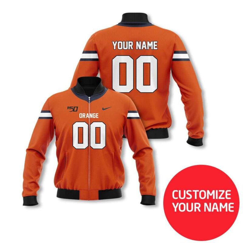 Syracuse Orange Ncaa Football Team Personalized Number Name White Jersey Style Gift For Orange Fans Bomber Jacket BJ03955