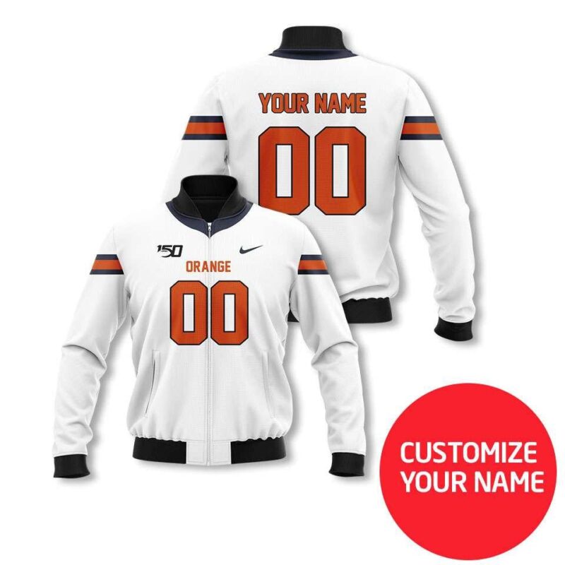 Syracuse Orange Sport Team Ncaa White Personalized Number Name Jersey Style Gift For Orange Fans Bomber Jacket BJ03806