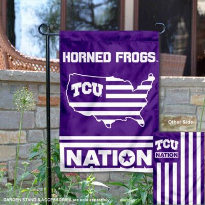 TCU Horned Frogs Garden Flag with USA Country Stars and Stripes GF00815