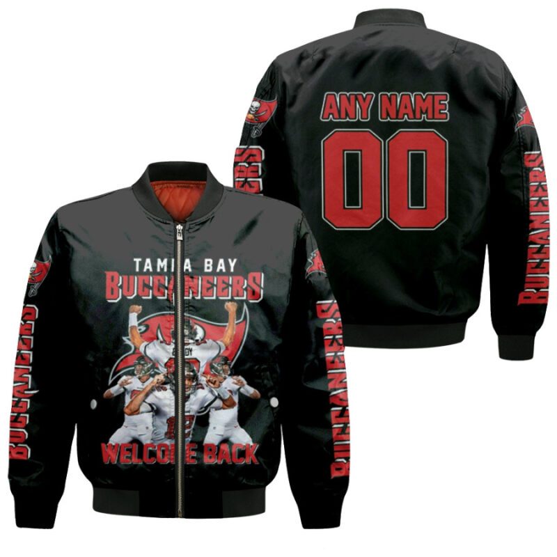 Tampa Bay Buccaneers Tom Brady 00 Welcome Back NFL Team 3D Allover Style Gift With Custom Name Number For Buccaneers Fans Bomber Jacket BJ03485