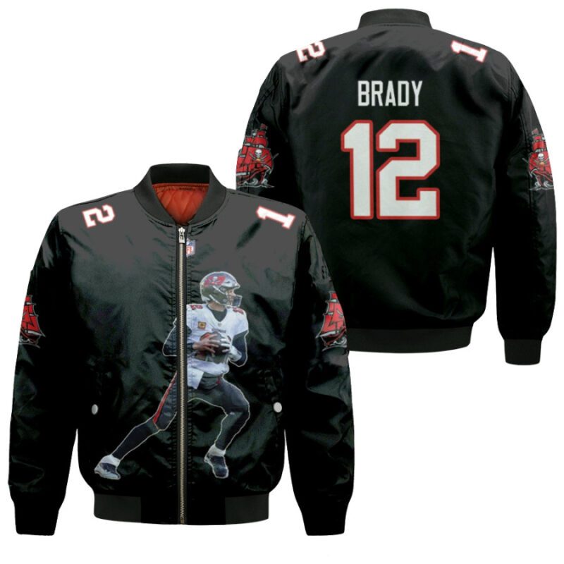 Tampa Bay Buccaneers Tom Brady 12 NFL Legendary Captain Black Gift For Buccaneers Fans Bomber Jacket BJ00429