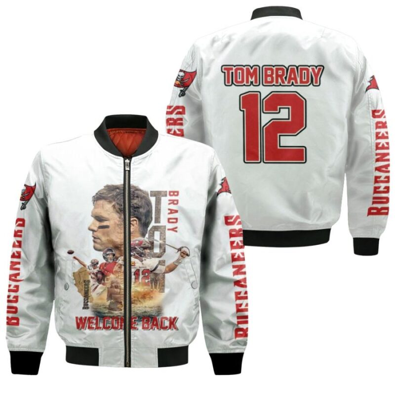 Tampa Bay Buccaneers Tom Brady 12 Welcome Back Allover Designed Style Gift For Buccaneers Fans Tom Brandy Fans Bomber Jacket BJ00011