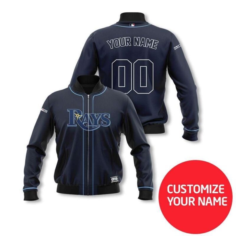 Tampa Bay Rays #00 Personalized Navy Blue Jersey Style Gift With Custom Number Name For Rays Fans Bomber Jacket BJ00037