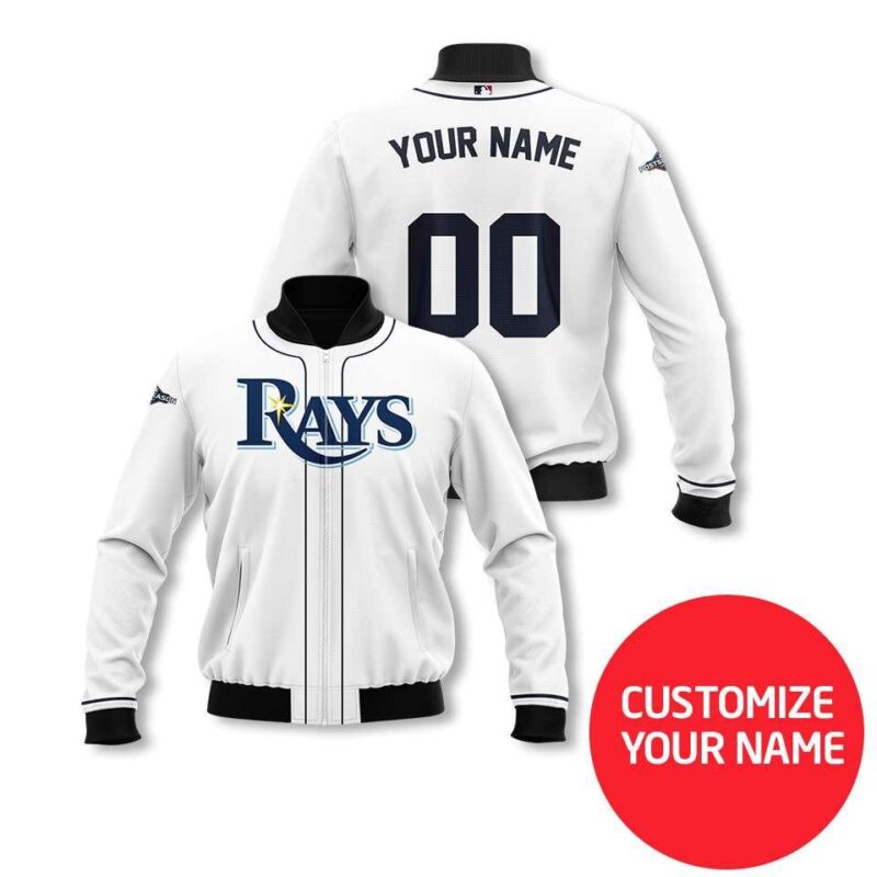 Tampa Bay Rays #00 Personalized White Jersey Style Gift With Custom Number Name For Rays Fans Bomber Jacket BJ03852