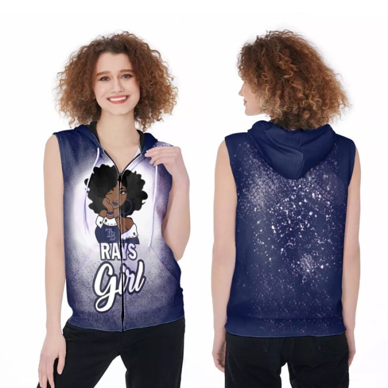 Tampa Bay Rays Girl African Girl MLB Team Allover Design Gift For Tampa Bay Rays Fans Zip Sleeveless Hoodie ZSH0283