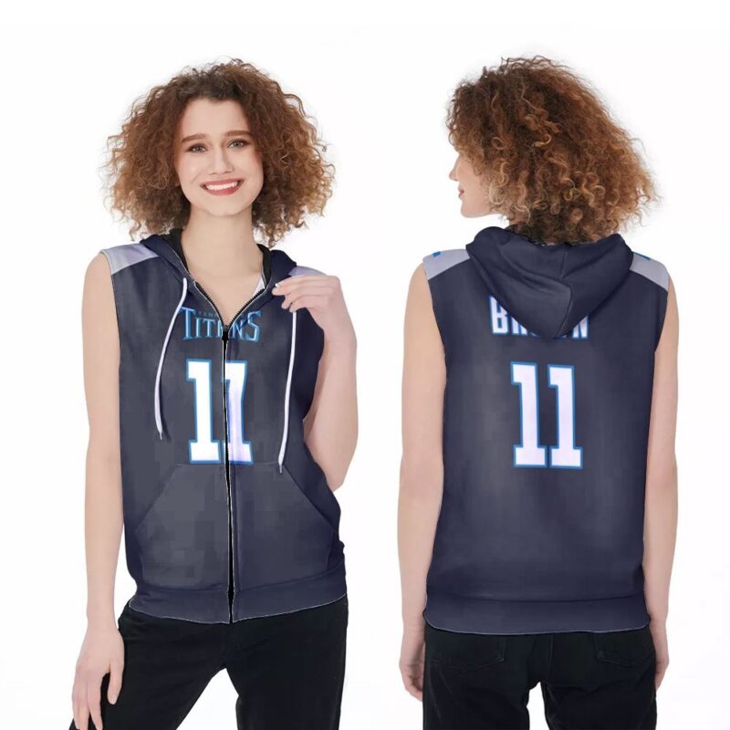 Tennessee Titans A J Brown #1 NFL New Game Navy 2019 3D Designed Allover Gift For Titans Fans Zip Sleeveless Hoodie ZSH0056
