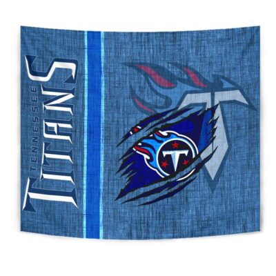 Tennessee Titans American Football Team Tapestry Flaming Ball Under Claw Scratches Fabric Background Tapestry Wall Hanging
