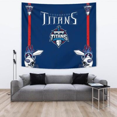 Tennessee Titans American Football Team Tapestry Titans Symbol Helmets With Flaming Ball Shield And Sword Tapestry Wall Hanging 3