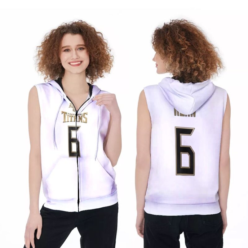 Tennessee Titans Brett Kern #6 NFL Great Player White 100th Season Golden Edition Jersey Style Gift For Titans Fans Zip Sleeveless Hoodie ZSH0085
