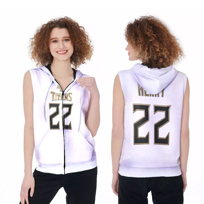 Tennessee Titans Derrick Henry #22 NFL Great Player White 100th Season Golden Edition Jersey Style Gift For Titans Fans Zip Sleeveless Hoodie ZSH0037