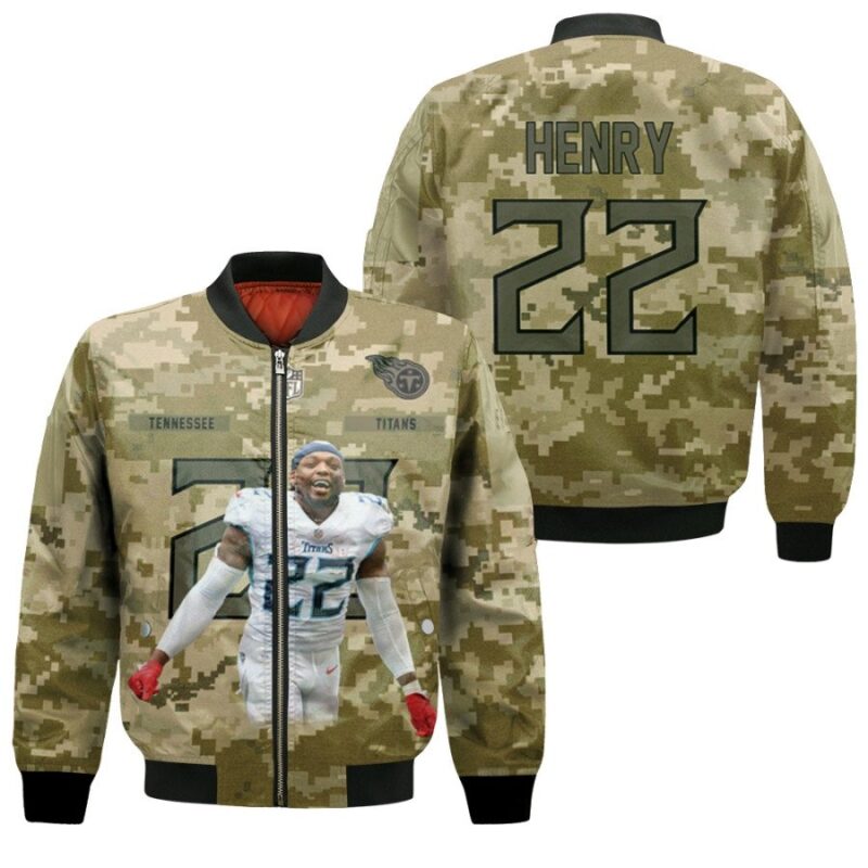 Tennessee Titans Derrick Henry 22 NFL Team Camo Jersey Gift For Titans Fans Bomber Jacket BJ00124