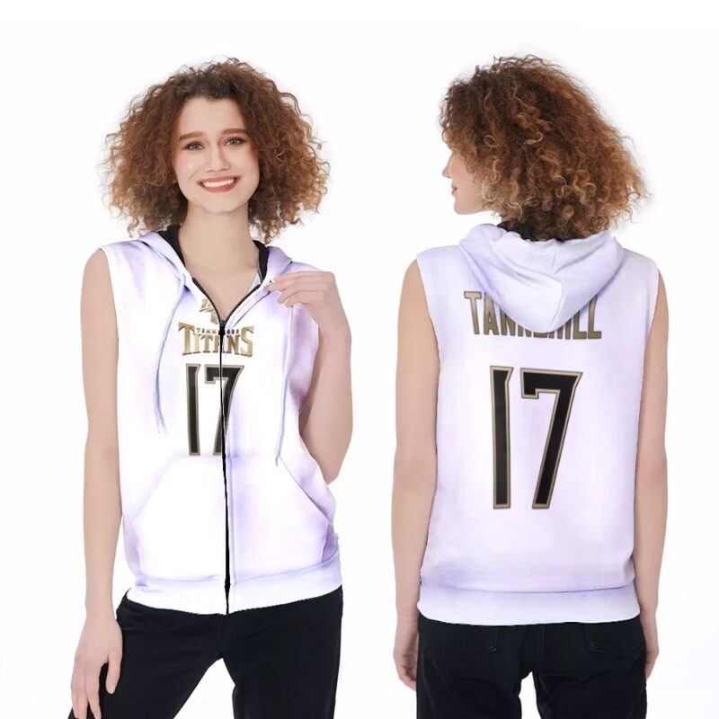 Tennessee Titans Ryan Tannehill #11 NFL Great Player White 100th Season Golden Edition Jersey Style Gift For Titans Fans Zip Sleeveless Hoodie ZSH0246