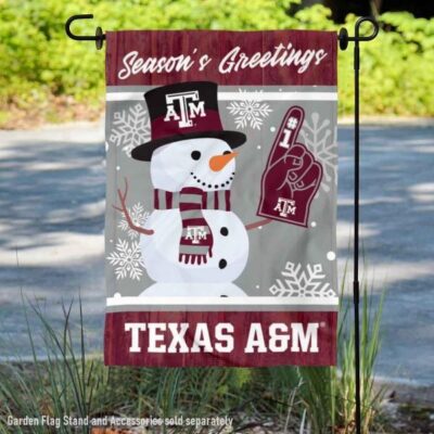 Texas A&M Holiday Winter Snowman Greetings Garden Flag GF00778