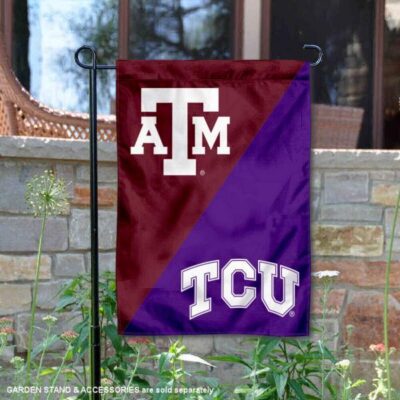 Texas AM vs Texas Christian House Divided Garden Flag GF00801