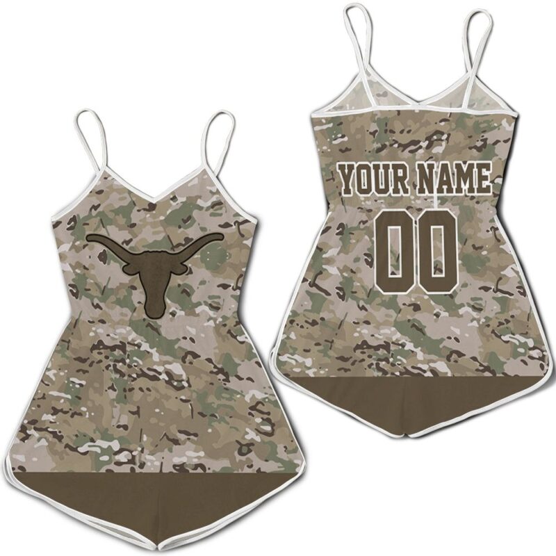 Texas Longhorns Camouflage Pattern 3D Personalized Romper RJ03065