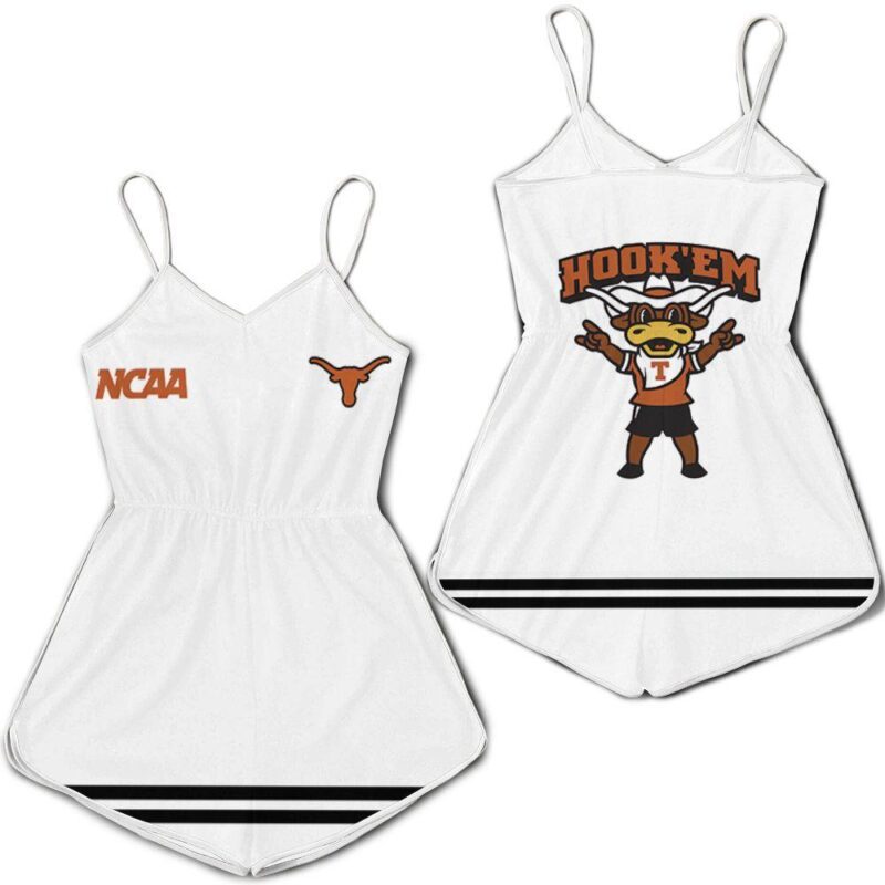 Texas Longhorns Ncaa Classic White With Mascot Logo Gift For Texas Longhorns Fans Romper Jumpsuit RJ01613