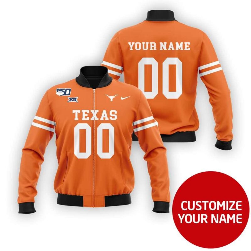 Texas Longhorns Ncaa Sport Team Ncaa Orange Personalized Number Name Jersey Style Gift For Longhorns Fans Bomber Jacket BJ03737