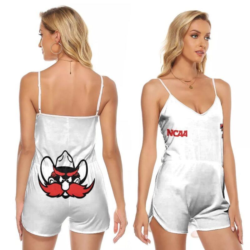 Texas Tech Red Raiders Ncaa Classic White With Mascot Logo Gift For Texas Tech Red Raiders Fans V-neck Romper Jumpsuit RJ01493