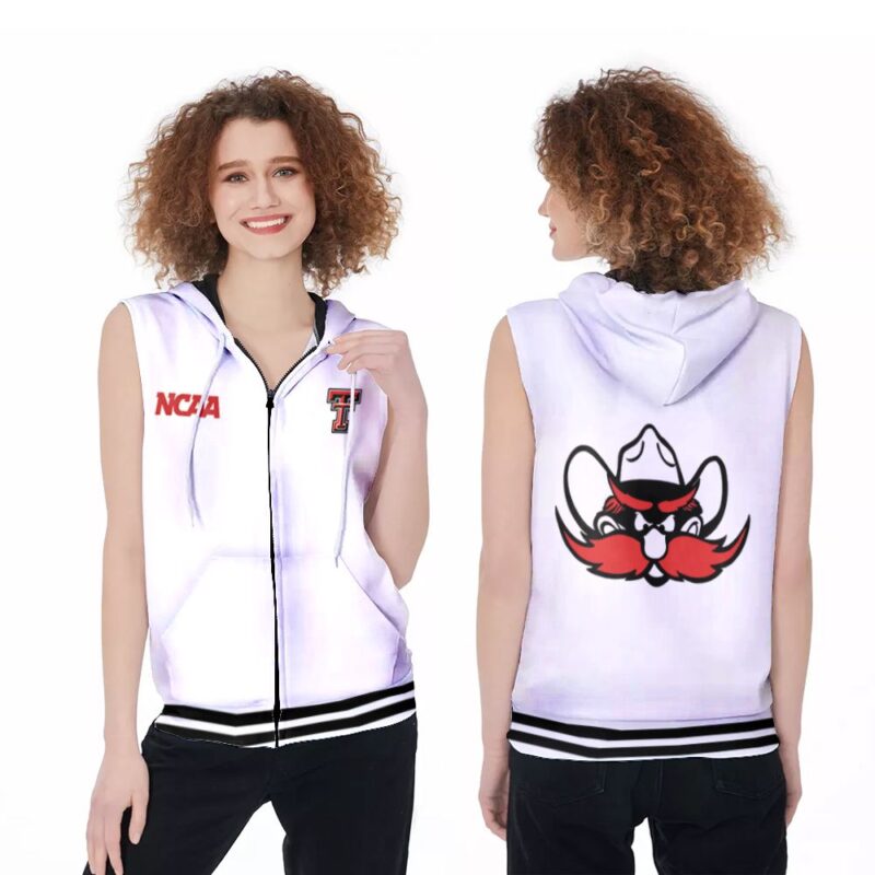 Texas Tech Red Raiders Ncaa Classic White With Mascot Logo Gift For Texas Tech Red Raiders Fans Zip Sleeveless Hoodie ZSH0417