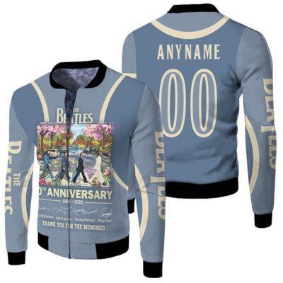 The Beatles Abbey Road 60th Anniversary Thank You For The Memories Gift With Custom Name Number For The Beatles Fans Fleece Bomber Jacket