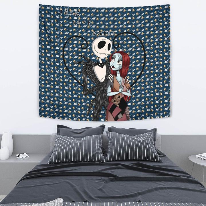 The Nightmare Before Christmas Cartoon Tapestry Jack Love Sally Hug The Nightmare Before Christmas Cartoon Tapestry Jack Love Sally Hug House Patterns Tapestry Wall Hanging 2