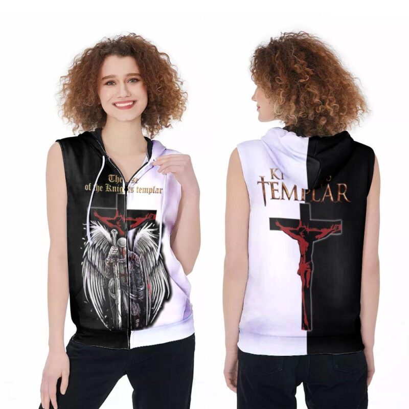 The rise of the knight templar holy cross jesus angel wings gift for God religious culture enthusiasts Zip Sleeveless Hoodie ZSH1283