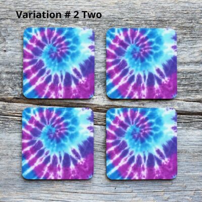 Tie Dye Drinkware Coaster Multiple Design Variations Set of 4 2