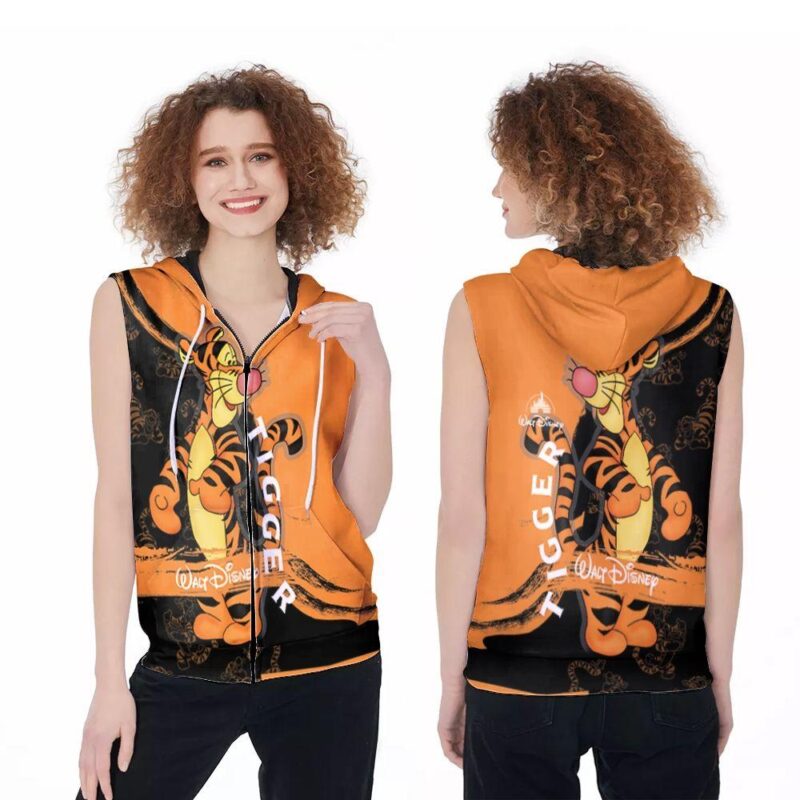 Tigger Winnie the Pooh 3D 3D 3D Graphic Printed Tshirt Zip Sleeveless Hoodie ZSH1748
