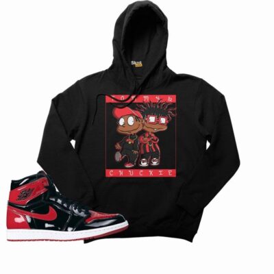 Tommy and Chuckie Rugrats Unisex Hoodie Match Jordan 1 Retro High OG Bred Patent