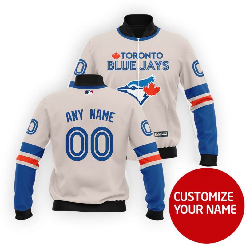 Toronto Blue Jays #00 Personalized White Jersey Style Gift With Custom Number Name For Jays Fans Bomber Jacket BJ03878