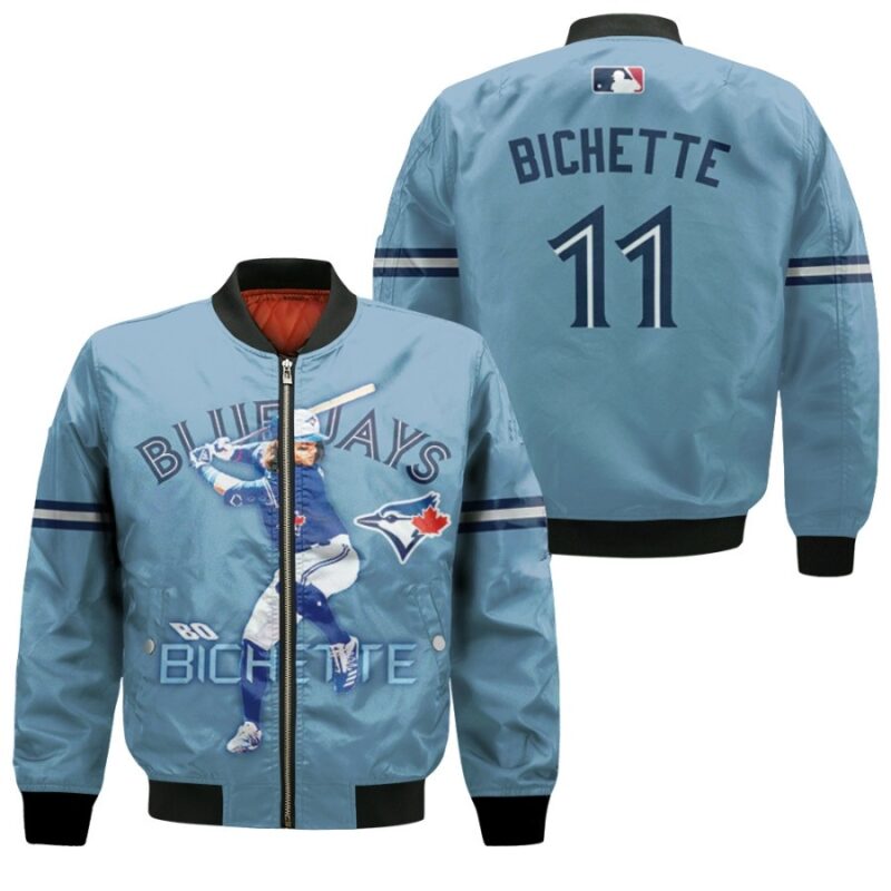 Toronto Blue Jays Bo Bichette 11 MLB Baseball Powder Blue Gift For Blue Jays Fans Bomber Jacket BJ00670