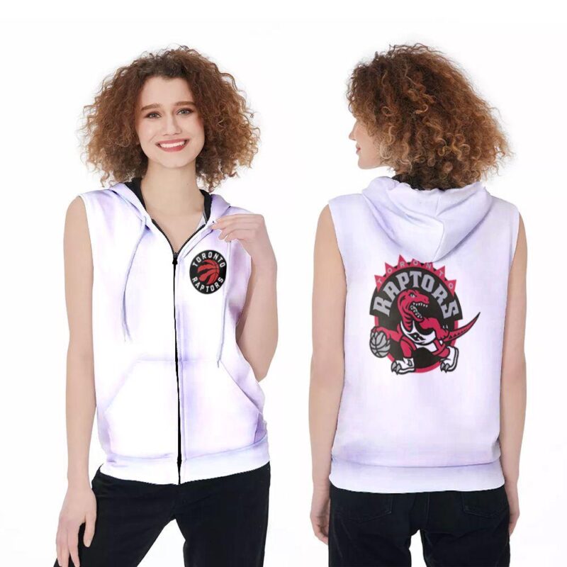 Toronto Raptors Basketball Classic Mascot Logo Gift For Raptors Fans White Zip Sleeveless Hoodie ZSH1762