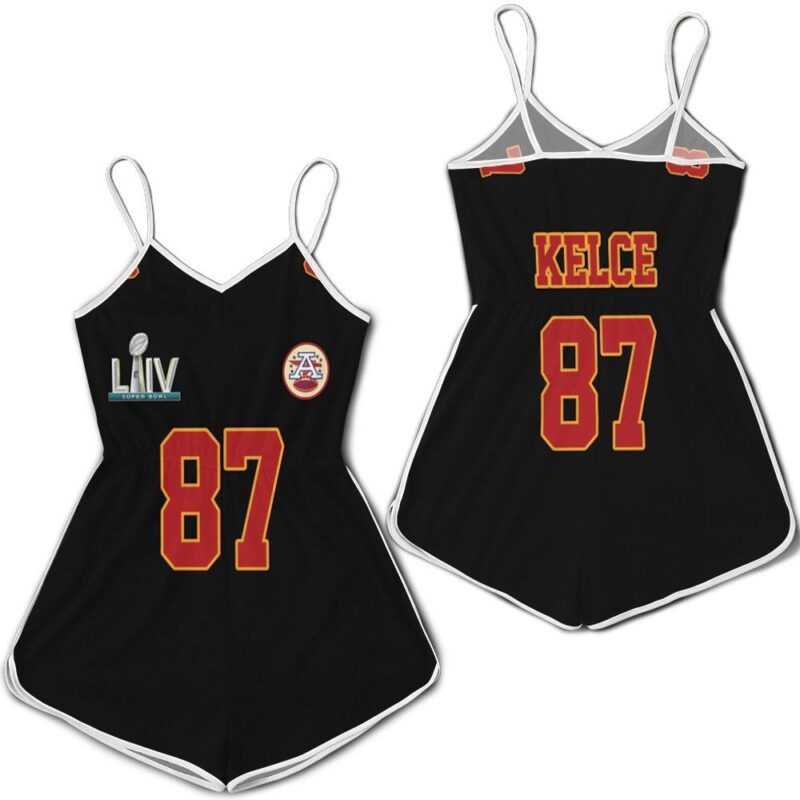 Travis Kelce 87 Kansas City Chiefs NFL Black jersey inspired style Romper RJ02169