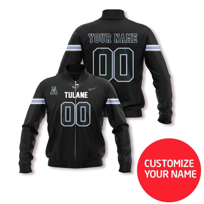 Tulane Green Wave #00 Personalized White Jersey Style Gift With Custom Number Name For Tulane Fans Bomber Jacket BJ00074