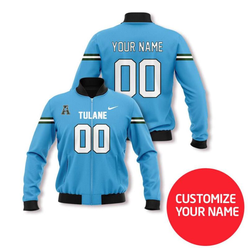 Tulane Green Wave Ncaa Sport Team Blue Personalized Number Name Jersey Style Gift For Green Wave Fans Bomber Jacket BJ00042
