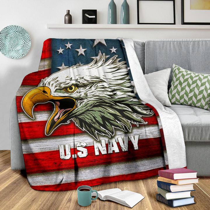 US Independence Day U.S Navy Eagle On American Flag Fleece Blanket ...