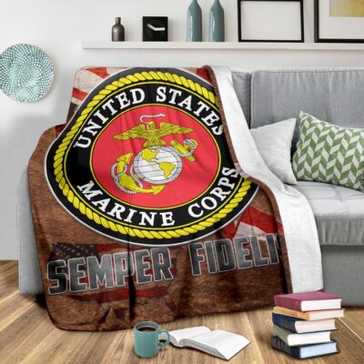 US Independence Day US Marine Corps Semper Fidelis Fleece Blanket 2