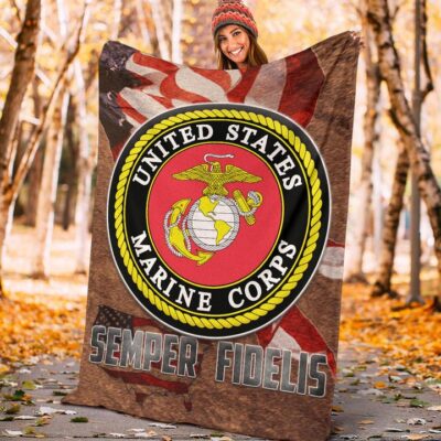 US Independence Day US Marine Corps Semper Fidelis Fleece Blanket 3