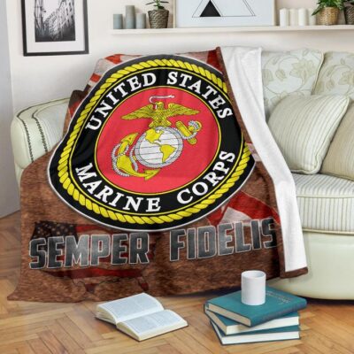 US Independence Day US Marine Corps Semper Fidelis Fleece Blanket
