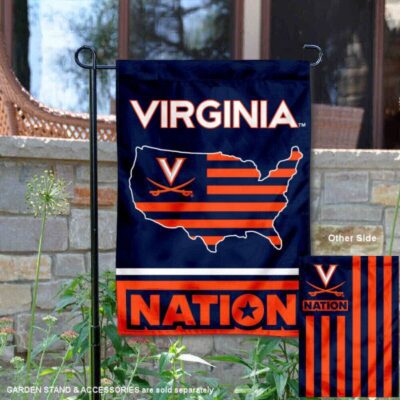 UVA Cavaliers Garden Flag with USA Country Stars and Stripes GF00858