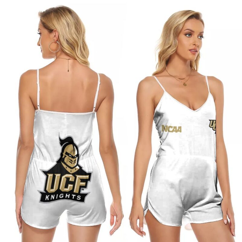 Ucf Knights Ncaa Classic White With Mascot Logo Gift For Ucf Knights Fans V-neck Romper Jumpsuit RJ01496